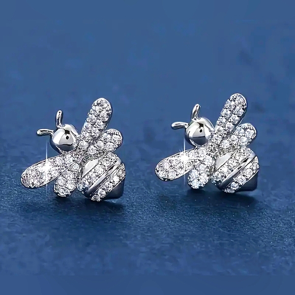 Blingy Bees Sterling Stud Earrings - Picture 3 of 3